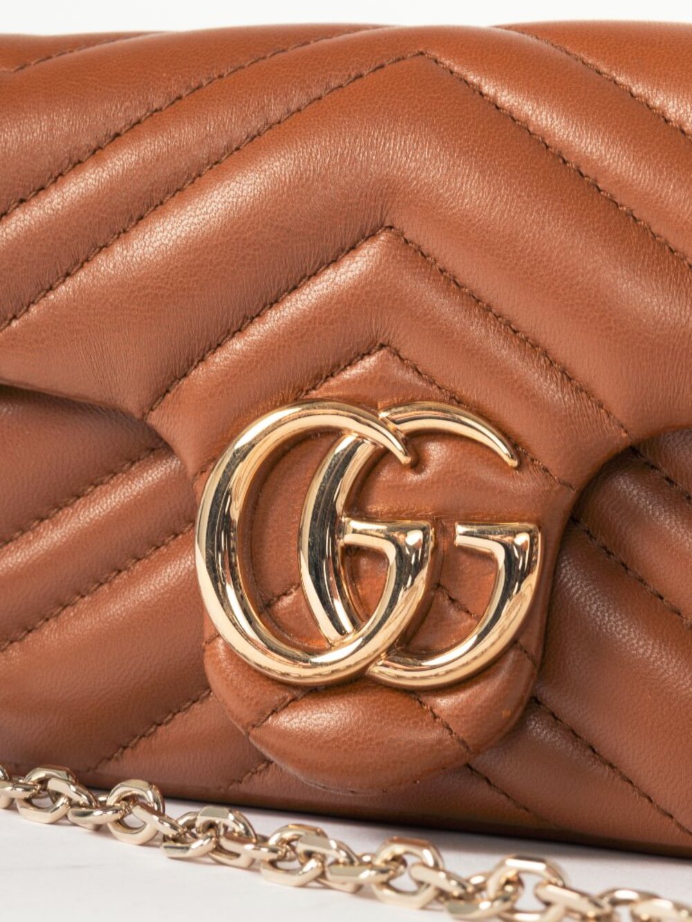 Gucci GG Marmont Brown Matelassé Chevron Mini Shoulder Bag - Picture 8 of 13